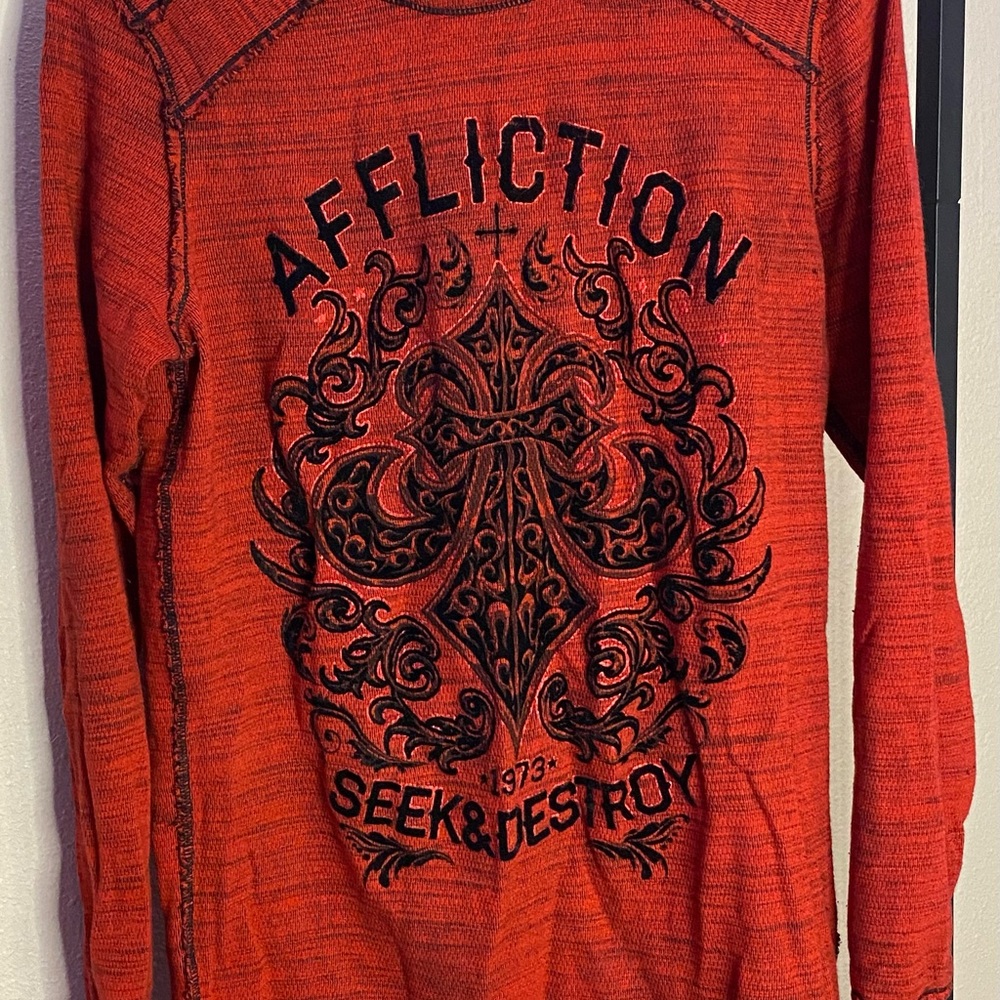 Affliction Men's Red Graphic Shirt